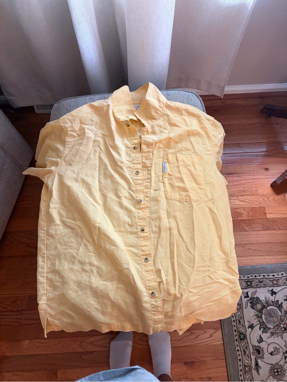 Columbia Yellow Short-Sleeve Button-Down Shirt